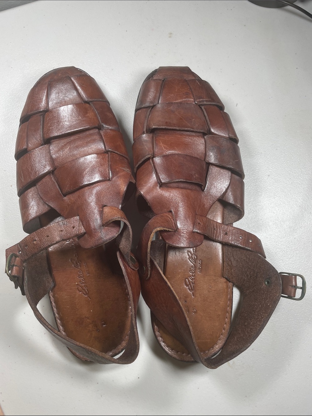 Eddie Bauer Brown Woven Leather Fisherman Sandals